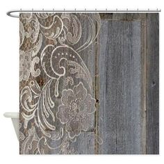 a shower curtain with an old wood background