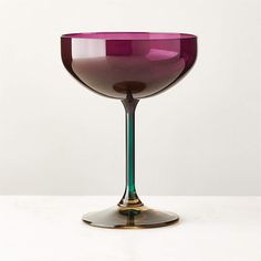 Marie Plum Coupe Cocktail Glass + Reviews | CB2 Modern Thanksgiving, Sparkling Cocktail, Modern Christmas Ornaments, Unique Holiday Decor, Retro Glamour, Modern Christmas Decor, Glass Serving Bowls, Old Fashioned Glass, Color Story