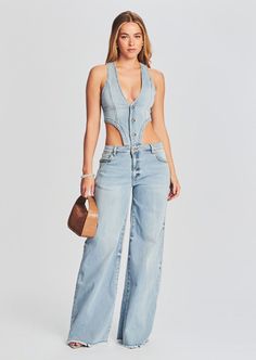 Dallas Denim Jumpsuit Baggy Jumpsuit Outfit, Denim Bodysuit, Flare Jeans Style, Australia Clothes, Denim Set, Denim Inspiration, Top And Pants Set, Fire Fits, Refashion Clothes