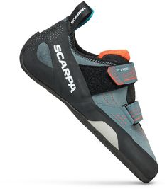 the scarra climbing shoe in grey and orange