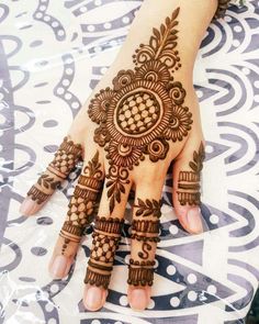 a henna tattoo on the palm of someone's hand