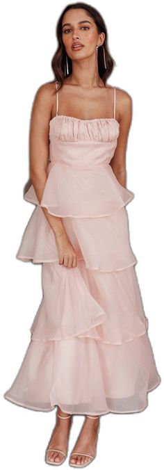 Provence Bloom Tiered Midi Dress Blush by Selfie Leslie Elegant Pink Dresses With Layered Hem, Elegant Pink Dress With Layered Hem, Lavender Tiered Party Dress, Spring Wedding Guest Midi Dress With Spaghetti Straps, Tiered Midi Dress For Wedding, Elegant Layered Spring Dresses, Feminine Tiered Prom Dress, Feminine Tiered Bridesmaid Dresses, Feminine Spring Midi Dress For Prom