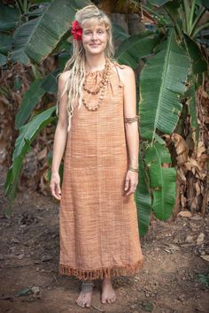 Forest Clothing, Rustic Dresses, Adjustable Dress, Natural Clothing, Funky Outfits, Handwoven Fabric, Hippie Dresses, Festival Dress, Traditional Crafts