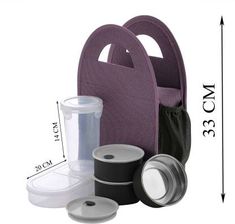 an image of a set of kitchen items with measurements for each item in the package