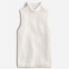 Super Cute White Sleeveless Sweater From J. Crew. Description: "The First Step To Building Your In-Between Season Style? A Sleeveless Top With A Classic Rollneck, In A Soft, Comfy Material." - 100% Cotton. - Machine Wash. - Imported. Nwt, Never Been Worn! Please Reach Out If You Have Any Questions. Chic White Tank Top For Fall, White Fitted Turtleneck Tank Top, White Cotton Tank Top For Fall, White Sleeveless Top For Winter, Fitted Sleeveless White Sweater, White Vest Top For Winter, White Sleeveless Sweater For Layering, White Knit Vest Top, White Vest Top