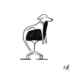 a drawing of a dog standing on one leg