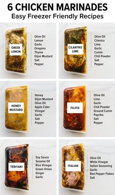 Easy healthy chicken marinade recipes that are also freezer-friendly Chicken Breast Marinade Recipes, Resepi Ayam, Chicken Marinade Recipes, Marinade Recipes, Homemade Spices, Läcker Mat, Chicken Marinades