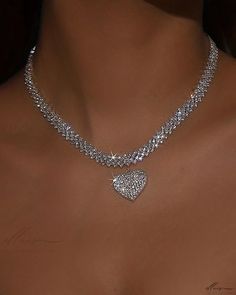 Elluis - Classic Rhinestone Heart Pendant Necklace - Elegant Wedding Jewelry Piece Valentine's Day Heart Necklace With Clavicle Chain For Parties, Elegant Heart-shaped Bling Jewelry, Party Jewelry With Double Heart Clavicle Chain, Heart Pendant Bling Jewelry For Party, Party Jewelry Heart Pendant With Bling, Glamorous Heart Pendant Jewelry For Party, Heart Pendant Diamond Jewelry For Party, Heart Pendant Party Jewelry With Bling, Party Heart Pendant Jewelry With Bling