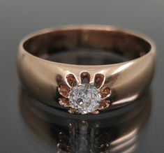 Beautiful 1900s elegant German 14k Rose Gold Diamond Ring, rare Art Nouveau ring with approx. 0,26ct diamond in Belcher setting, Fox head gold punch and maker's mark, US Size 10 13/4, genuine antique ring, the stone shimmers really beautiful. A nice heft of the 6.3 grams of gold, 5-8 mm wide. In good antique condition, would make a nice gift for someone special! Material: 14k gold, diamond (0,26ct) Weight: approx 6.3g US Size 10 3/4 (EU 64) A stunning religious shop well worth a visit ... https: Gold Punch, Art Nouveau Ring, Solid Gold Charms, Fox Head, Rose Gold Diamond Ring, Buddha Pendant, Antique Ring, Us Size 10, Gold Diamond Ring