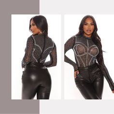 Rhinestone Bodysuit Fashion Nova Nwt Size Medium Elegant Black Bodysuit With Sequins, Elegant Black Sequined Bodysuit, Embellished Long Sleeve Bodysuit For Night Out, Long Sleeve Embellished Bodysuit For Night Out, Glamorous Embellished Black Bodysuit, Elegant Club Bodysuit With Rhinestones, Elegant Bodysuit With Rhinestones For Club, Elegant Rhinestone Bodysuit For Club, Black Embellished Evening Bodysuit