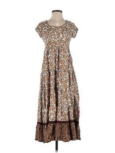 Soft Surroundings Casual Dress Size: X-Small Brown Dresses - used. 100% VISCOSE, Scoop Neck, Paisley, Long, Short Sleeve | Soft Surroundings Casual Dress: Brown Paisley Dresses - Used - Size X-Small Flowy Brown Printed Maxi Dress, Paisley Print Short Sleeve Maxi Dress For Beach, Short Sleeve Paisley Print Maxi Dress For Beach, Short Sleeve Paisley Maxi Dress For Beach, Bohemian Brown Tiered Maxi Dress, Short Sleeve Patterned Dress With Paisley Print, Short Sleeve Paisley Print Patterned Dress, Casual Short Sleeve Maxi Dress With Paisley Print, Casual Fitted Paisley Print Dresses