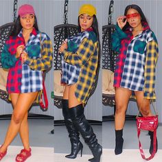 100% Cotton Colorblock design Thick plaid flannel Front button closures Front chest pockets Full length sleeves - Model wore hers slouched up Oversized fit large also fits up to xlarge West Side, Plaid Flannel, Flannel Shirt, Other Colors, Oversized Fits, Color Blocking, Red White, Length Sleeve, Red And White