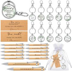 personalized key chain, bottle opener and pen gift set for her or him with engraved message