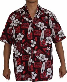 Winnie Fashion Hawaiian Camp Shirt Men’s M Red Short Sleeve Surfboard Hibiscus | eBay Camping Outfits, Floral Sleeve, Camp Shirt, Red Shorts, Camping Shirt, Shirt Men, Surfboard, Casual Button Down Shirts, Hibiscus