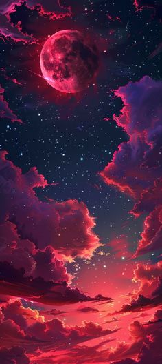 the sky is filled with clouds and stars