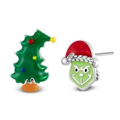 Grinch robó pendientes de Navidad con esmalte rojo verde y postes traseros de plata de ley 925, Plata de ley Latón Esmalte, Circonia cúbica Lifetime Jewelry, Dainty Studs, Mismatched Earrings, Gift For Christmas, Versatile Style, Sterling Earrings, Jewelry Earrings Studs, Grinch, Jewelry Gift