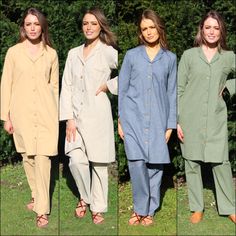 Super comfortable pyjama set in soft linen fabric. The top is a simple, classic style nightshirt in a comfortable oversize fit. Long sleeves and a button-down front with bust pocket, makes for a style that will never go out of fashion. The pants are flattering, comfortable and versatile. They feature an elasticated waistband flowing into beautiful straight long legs. The pockets help make them super practical. This style feels and works like pyjamas but can be dressed up also. Never feel shabby Fitted Matching Sleepwear Set, Matching Set Sleepwear For Bedtime, Long Sleeve Lounging Set, Matching Long Sleeve Sets For Daywear, Boho Pajamas, Sleepwear Women Nightwear, Linen Pajama Set, Party Pajamas, Bridal Party Pajamas