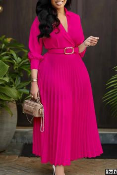 Fisdy - Chic Long Sleeve Party Dress with Belted A-Line Silhouette Elegant Work Dress, Dress Elegant Long, Midi Dress Formal, Corporate Wear, Party Dress Long Sleeve, Classy Dress Outfits, Ruched Midi Dress, Stylish Work Outfits, Solid Color Dress