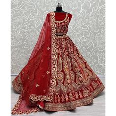 Style: This lehenga choli is Ready To Wear. Just select your size Size Guide: Measurements in the size chart above are considered dress measurements. About Product: Extremely best craftsmanship of embellishments exhibited in this chaniya choli. The lovely EMBROIDERY work is a substantial attribute of this attire. Customize stitching: Please Provide your complete size. We will stitch your outfit according to size (UP TO 44 BUST SIZE). share details of chest waist hips and height. If you want a bi Red Dress Wedding, Velvet Red Dress, Botas Outfit, Reception Lehenga