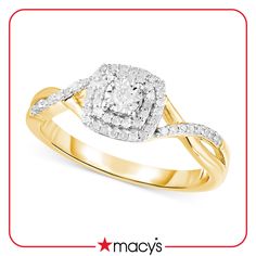 in stock Macy's Promise Ring With Diamond Cut, Macy's Diamond Cut Promise Ring, Princess Cut Engagement Rings Gold, 5 Carat Diamond Ring, Diamond Promise Ring, Diamond Promise Rings, Princess Cut Engagement Rings, Engagement Ring Guide, Rings Gold