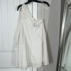 Free People Dress, Brand New, Never Worn. Color Is Ivory. Has A Tiny Loose Thread As Shown In Pic. Paid Full Price From The Free People Store. White One-shoulder Lace Dress, White One-shoulder Mini Dress For Spring, Bohemian White One-shoulder Dress, White One-shoulder Bohemian Dress, Vintage Boho Dress Free People, Casual White One-shoulder Mini Dress, White Free People Dress, White One-shoulder Mini Dress For Beach, White Bohemian One-shoulder Dress