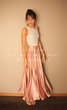 long silk skirt Long Silk Skirt, Silk Charmeuse Dress, Bridal Skirts, Rose Skirt, Bridal Separates, Dusty Rose Pink, Full Circle Skirt, Full Circle Skirts, Wedding Rehearsal