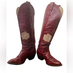 Vintage Justin Western Knee High Leather Cowboy Boots Size 4.5 Size 4.5 Good Condition Shoes Vintage, Justin Boots, Leather Cowboy Boots, Boots Shoes, Vintage Shoes, Shoes Heels Boots, Cowboy Boots, Shoes Women Heels, Knee High