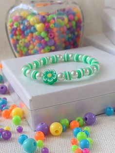 there is a box with some beads on it