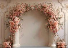 Beige Arch Wall Floral Decor Backdrop - Gatsby Backdrop Floral Decor Backdrop, Wedding Floral Backdrop, Decor Backdrop, Flower Backdrop Wedding, Background Studio, Wall Flowers, Arch Wall, Pregnant Wedding, Studio Props