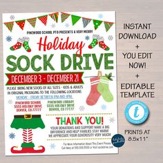 a holiday sock drive flyer is shown