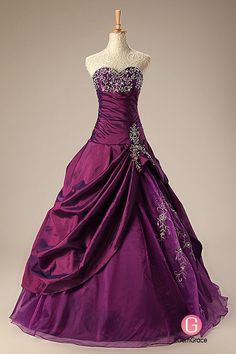 Purple ballgown formal party dress with embroidery Plum Quinceanera Dresses, Dark Purple Ball Gown, Purple Ballgown, Wedding Dress With Ruffles, Purple Wedding Dress, Galaxy Fashion, Ruffle Wedding Dress, Long Sleeve Wedding Dress Lace, Dress With Ruffles