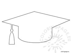 a black and white drawing of a graduation cap with a tassel on it's end