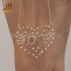 Solid 14k Gold Natural Diamond Designer Spike Initial LOVE Heart Pendant Chain Necklace Jewelry PEMJ-1931 🇮🇳 MADE IN INDIA 🇮🇳 Birthstone Month: ♦ April. Material: ♦ 14k Gold. ♦ Natural Diamond. ♦ 32x35 MM Pendant Size. ♦ Length 14 Inches + 2" Adjustable. Purpose: ♦ Necklace For Gifts. ♦ Christmas / Anniversary / Birthday / Bridesmaid / Valentine Gift. ♦ Women's Day Gift / Mother's Day Gift. ♦ Gift For Love / Wife / MOM / BFF / Girl Friend. 💫Here Are Some Amazing Ways To Take Care Of Your Pr 14k Gold Heart Pendant Diamond Necklace For Anniversary, Valentine's Day Gift Diamond Pendant Necklace, Valentine's Day Diamond Pendant Necklace With 17 Jewels, Fine Jewelry Necklaces For Anniversary On Valentine's Day, Anniversary Necklaces With 17 Jewels For Valentine's Day, Valentine's Day Diamond Necklace With 17 Jewels, Luxury Gold Diamond Necklace For Valentine's Day, Valentine's Day 14k Gold Diamond Necklace, Mother's Day Diamond Necklace