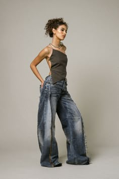 Canto Primo11772 Reworked Wide Leg Denim Bottoms, Reworked Denim Blue Wide Leg Bottoms, Reworked Wide Leg Denim Blue Bottoms, Reworked Wide-leg Denim Blue Bottoms, Reworked Wide Leg Recycled Denim Bottoms, Carpenter Pants Outfit, Trending Jeans, 2000s Jeans, Bleached Jeans