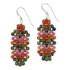 Jay King Pink, Orange and Green Multigem Bead Woven Drop Earrings  Tiny pink, orange and green gemstone beads woven together give these detailed drop earrings a fun, fashionable touch of dimension and color. From Jay King.       Approx. 2-1/8"L x 5/8"W     Stamped .925      Earring drops have 3mm faceted, round pink tourmaline, orange garnet and green nephrite jade beads strung together in woven design   Stone Information       All sizes and weights approximate     Stabilized Pink Tourmaline - F Dangle Beaded Earrings With Gemstone Beads For Jewelry Making, Gemstone Beaded Dangle Earrings For Jewelry Making, Gemstone Beads Dangle Earrings For Jewelry Making, Multicolor Beaded Crystal Earrings, Multicolor Beaded Dangle Crystal Earrings, Multicolor Crystal Dangle Earrings With Colorful Beads, Multicolor Beaded Crystal Earrings Gift, Multicolor Dangle Crystal Earrings With Ear Wire, Multicolor Crystal Dangle Earrings