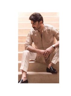 Kurta pajama for men Groom's Eid Sherwani With Chikankari Embroidery, Embroidered Groom's Kurta, Embroidered Groom Kurta For Diwali, Groom's Chikankari Embroidery Set For Eid, Festive Chikankari Embroidered Set For Groom, Eid Groom Sets With Chikankari Embroidery, Eid Groom Chikankari Embroidery Sets, Groom's Long Sleeve Kurta With Chikankari Embroidery, Dabka Embroidered Sherwani For Groom At Eid