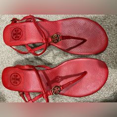 Nwot Or Box Worn Once Small Wedge Heel Red Leather Wedge Sandals, Red Leather T-strap Sandals, Habanero Pepper, Habanero Peppers, Walker Boots, Fit N Flare Dress, Tory Burch Shoes, Boot Sandals, Rain And Snow Boots