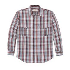 Filson's Washed Feather Cloth Shirt is an extra-soft version of the classic, all-natural shirt that’s been a warm-weather staple for decades. When the day heats up, there’s nothing more comfortable against your skin than lightweight 100% cotton, and with this heavily-prewashed variant, you can enjoy that exceptional comfort from the first day. The tight weave of our 3-oz. Feather Cloth gives it a strength and durability that belies its light weight. Since the mid-1990s our customers have relied on our Feather Cloth shirts for protection and comfort on fishing trips, safaris and other hot-weather adventures. In one extreme case, a Feather Cloth Shirt may have actually saved a life: 'Thank you for making a durable and comfortable shirt which doubles as a life preserver. While wade fishing in Classic Long Sleeve Outdoor Shirt, Classic Fall Outdoor Shirt, Classic Relaxed Fit Shirt For Outdoor, Classic Relaxed Fit Tops For Outdoor, Collared Shirt For Ranch In Fall, Classic Collared Outdoor Top, Classic Plaid Shirt For Outdoor, Classic Collared Top For Outdoor, Classic Brown Tops For Outdoor