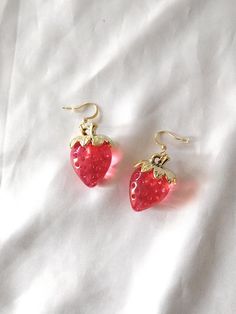 ~ Strawberry Earrings - the cute earrings are a great eye-catcher - in red or transparent, green, blue and pastel colours - Length: approx. 4.5 cm - 1 pair Cherry Colored Earrings For Summer Party, Cherry Color Earrings For Summer Party, Cute Red Earrings With Fruit Design, Summer Gift Cherry Earrings, Fun Style Red Resin Earrings, Fun Red Resin Earrings, Sweet Red Drop Earrings, Red Fruit Design Drop Earrings, Playful Red Drop Earrings