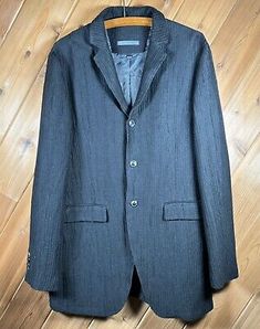 🔥 John Varvatos Italy Pinstripe Blazer Jacket | Linen Cotton Blend | Sz 50 | eBay Formal Pinstripe Outerwear With Pockets, Pinstripe Business Outerwear With Pockets, Business Pinstripe Outerwear With Pockets, Formal Striped Outerwear For Spring, Striped Fitted Outerwear For Business Casual, Striped Formal Outerwear For Spring, Spring Formal Striped Outerwear, Business Striped Single Breasted Outerwear, Business Striped Single-breasted Outerwear