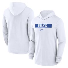 Step out in Duke Blue Devils spirit with this Sideline T-shirt from Nike. It features a team wordmark across the front on moisture-wicking Dri-FIT fabric. The attached hood offers extra coverage, perfect for cheering the Duke Blue Devils to a win. Duke Blue Devils, Blue Devil, Sneaker Dress Shoes, Under Pants, Hats For Sale, Fall Jackets, Kids Sweater, Dress With Sneakers, Outdoor Apparel