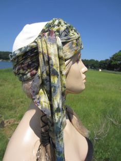 Turban Hair Wrap Head Scarf Skull Cap Beanie Hat by Vacationhouse Bohemian Winter Headwrap One Size, Bohemian One Size Winter Headwrap, Bohemian One-size Winter Headwrap, Bohemian Beanie Headwrap, Adjustable Bohemian Winter Headwrap, Adjustable Scarf Headwrap For Beach, Spring Adjustable Headwrap, Adjustable White Bohemian Headscarf, Bohemian One Size Fits Most Headscarf