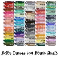 the color chart for bella canvass 2011 blank sheets