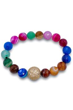 Enhance your style with our Brave Enough Bracelet! Made with stunning gemstones and a pave ball design, this bracelet is perfect for any occasion. Experience the beauty of gemstones while adding a touch of elegance to your outfit. Elevate your accessories with our Gemstone Pave Ball Bracelets. 10MM Gemstone Stretch Bracelet Diameter: 2.25" Elegant Beaded Agate Crystal Bracelet, Elegant Multicolor Agate Bracelets, Elegant Beaded Bracelets With Natural Stones And Agate, Elegant Beaded Agate Bracelets With Natural Stones, Elegant Agate Beaded Bracelets With Natural Stones, Elegant Agate Crystal Bracelet With Gemstone Beads, Faceted Agate Bead Bracelets, Elegant Agate Crystal Bracelet With Round Beads, Elegant Agate Round Beads Crystal Bracelet