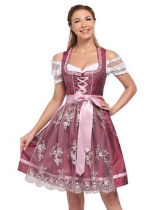 PRICES MAY VARY. Material: Cotton, Polyester. Feature: Women's holiday costumes dress for beer festival. Splicing suits, cold shoulder, short sleeve, embroidery slim fit A swing dress for Oktoberfest. Occasions: Oktoberfest,traditional wedding,cosplay,festival Style: Casual classical style. Packages include 3 separated pieces: 1 DRESS+ 1 PEASANT TOP+ 1 APRON; ★The white top of style “Green-one Piece” & “Blue-one Piece” is built-in the dress; Only the style “satin-lace” include 2 pieces:1 DRESS+ 1 APRON★ Size: Choose a size up if you prefer loose style. For detailed information about sizing, please refer to image on the left or product description, not Amazon size chart.You can also browse the questions asked and answered by other customers for valuable information. German Dirndl Dress, German Dress Dirndl, Oktoberfest Dress, Oktoberfest Costume, Carnival Halloween, Sleeve Embroidery, Holiday Costumes, Dirndl Dress, Classical Style