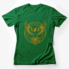 Phoenix Feel Alive Graphic T-Shirt, Vintage Inspired Golden Phoenix Tee, Unisex Casual Wear Female T-Shirt Custom graphic T-Shirt.Customize your color Green Crew Neck Band Merch T-shirt, Green Fan Apparel T-shirt With Screen Print, Green Band Merch T-shirt With Front Print, Green Band Merch T-shirt, Green Pre-shrunk Band Merch T-shirt, Green Crew Neck T-shirt Band Merch, Green Fan Merchandise T-shirt With Front Print, Green Band Merch T-shirt For Fans, Green T-shirt With Front Print For Fans