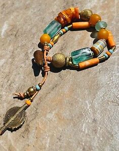 Hippie Boho Bracelet Baltic Amber, Ceramic and African Tribal Beads | eBay Boho Bracelet, Wire Bracelet, Baltic Amber, Boho Bracelets, Bohemian Jewelry, Hippie Boho, Amber, Jewelry Design, Bangles