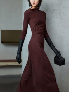 Bodycon Asymmetrical Neck Long Sleeve Ruched Maxi Dress Bodycon Long Sleeve Dress, Long Sleeve Fitted Dress, Winter Inspiration, Ruched Maxi Dress, Elegant Fall, Fall Wear, Bodycon Maxi Dresses, Christmas Story, Long Sleeve Maxi