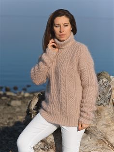 Check out mohair sweater you get very warm and cozy clothing More colours and models  show  www.etsy.com/shop/MagicclewByLesia Body ligth 64 cm or  25 inches body width 49 cm or 19 inches Sleeve measured from the neckline to the end of the cuff 58-59  cm or  23 inches Size M-L, medium Made from yarn PREMIUM QUALITY MOHAIR YARN All the measurement are taken without the item and not streetched. Please, check carefully the described measurements before you decide to purchase this item If you have a Knitted Alpaca Turtleneck Sweater, Winter Mohair Turtleneck Sweater, Beige Mohair Winter Sweater, Cozy Mohair Sweater For Winter, Mohair Turtleneck Sweater For Fall, Cozy High Neck Hand Knitted Sweater, Fall Mohair Turtleneck Sweater, Fall Turtleneck Mohair Sweater, Fitted Mohair Turtleneck Sweater