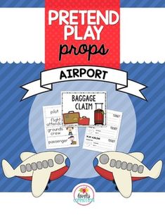 the pretend play props airport baggage claim kit is shown with an airplane and luggage bag